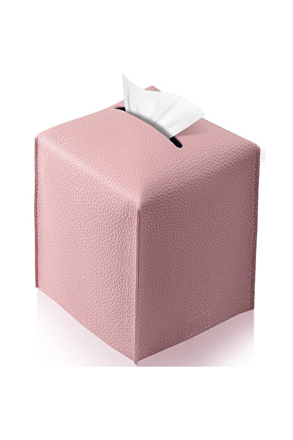 pink Modern PU Leather Square Tissue Box Cover Holder-Decorative Holder/Organizer for Bathroom Vanit