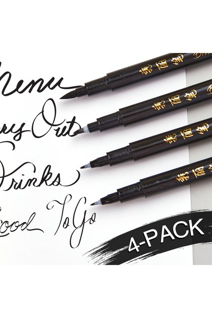 4pcs 4pcs Hand Lettering Pens Set, Refillable Brush Markers, 4 Sizes for Calligraphy, Art Drawing, M
