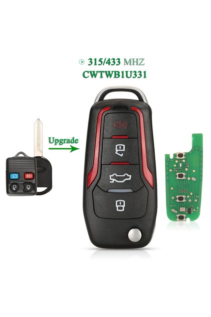 مفتاح تحكم عن بعد قابل للطي من نوع CWTWB1U331 معدل بدون شريحة من Red Strip لسيارة فورد إكسبلورر بتردد 315/433 ميجاهرتز