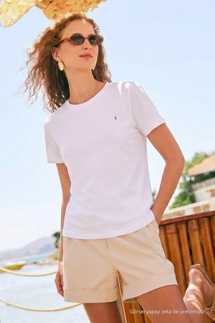 Women's Short Sleeve Cotton White T-Shirt