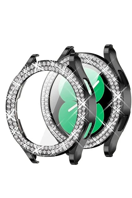 For Galaxy Watch7 40 black Bling Diamond Case for Samsung Galaxy Watch 7 6 5 4 PC Protective Case 40