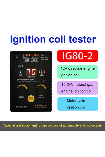 IG80-2 Tester New IG80-2 Automobile Ignition Coil Tester Gas Oil Petrol Natural Gas Vehicle 12V 24V