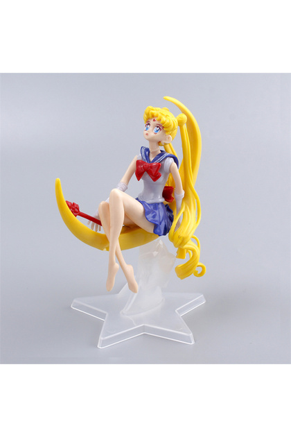 Bandai black 15CM Sailor Moon PVC Anime Figure Toys Cartoon Tsukino Usagi Manga Figurine Cake Decora