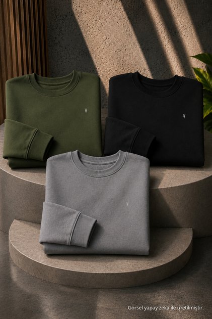 Men's Basic Seasonal Loose 3-Piece Sweatshirt