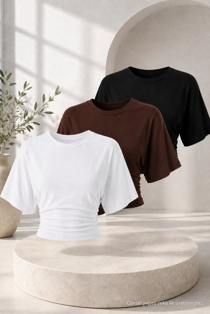 Women's Casual Bat Sleeve 3-Piece Tight Crop Blouse