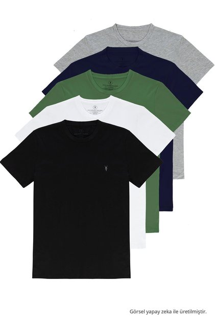 Szabványos mintájú Basic Crew Neck hímzett 5 részes férfi pólócsomag