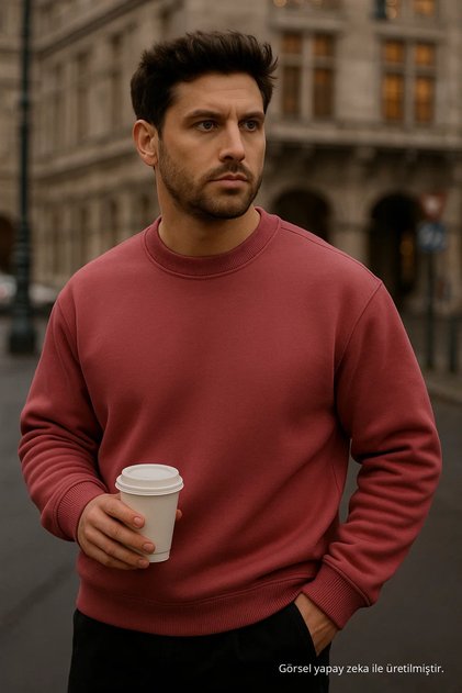Men's Oversize Winter Dusty Rose Long Sweater