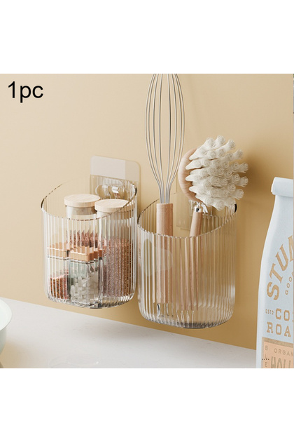 1pc Transparent White 1pc Wall-Mounted Organizer Cup Multi-Functional Bathroom Kitchen Storage Tooth