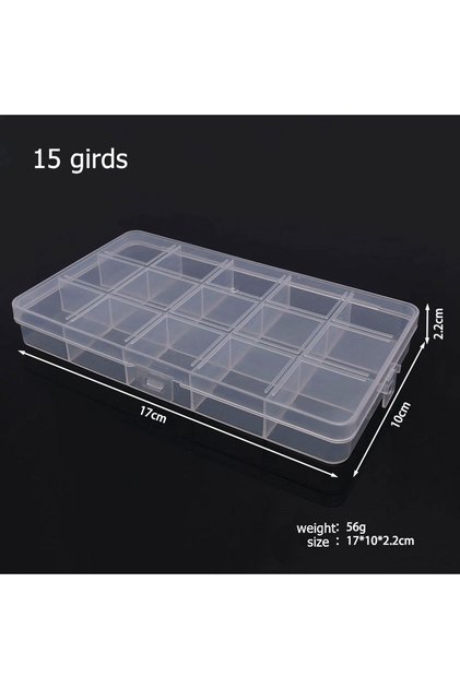 15 girds 6-32 Compartments Plastic Storage Box Organizer Jewelry Container with Dividers for Beads A