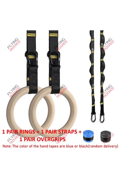 32mm rings Adjustable straps Wood Gymnastics Rings Adjustable Double-Layer Numbered Straps Locked Ca