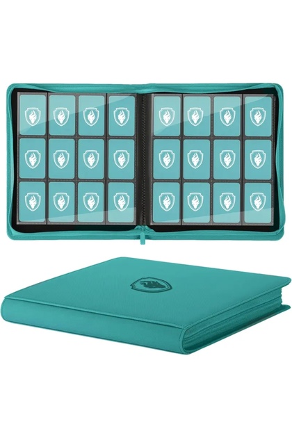480 cards-Sky Blue Trading Card Binder 12 Pocket, Zipper Binder Card Album Holds 480 Cards, Premium
