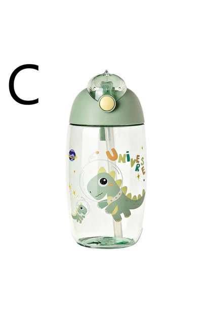 600ml Green JIRO 600ML Children's Water Bottle For School Portable Cartoon Dinosaur Sippy Cup Creati