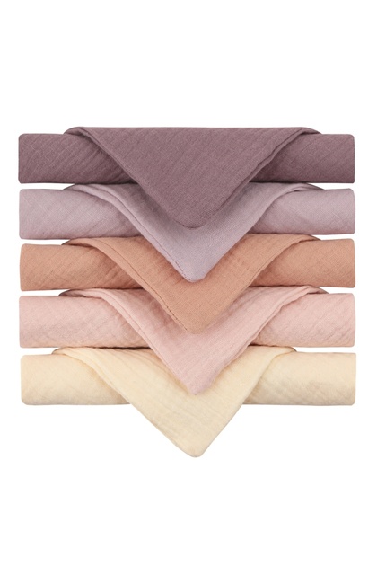 PURPLE 5PCS Soft Absorbent Gauze Cotton Baby Towels Wipe Face Cloths Towel Face Handkerchief Baby Ba