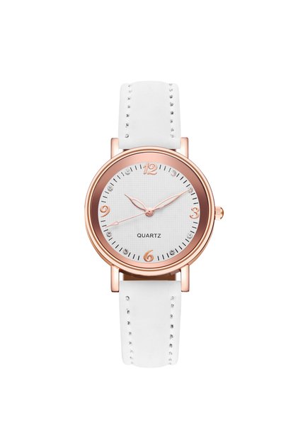 WHITE Fashion Arabic Dial Women's Watch Casual Leather Band Analog Quartz Watches