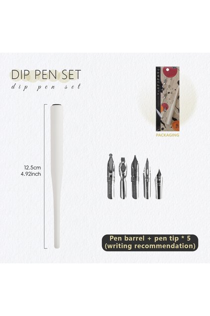 White Set SeamiArt 6pcs Dip Pen Set 5pcs Pen Nib and 1pc Pen Holder for Artist Anime Comic Calligrap