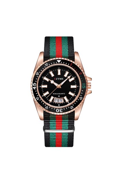 Yes Rose Black New fashionable men's nylon strap calendar watch, luxurious and simple business men's