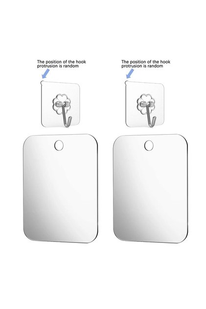 2pc Acrylic Anti Fog Mirror Shower Shaving Fogless Mirror Washroom Unbreakable Portable Travel Shavi
