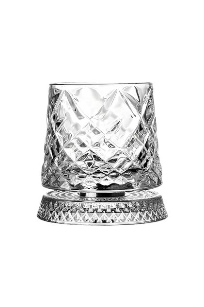 A 280ml 280ml Rotating Whiskey Glass Crystal Bottom Weighted Base Diamond Cut Ice Flower Bubble Patt