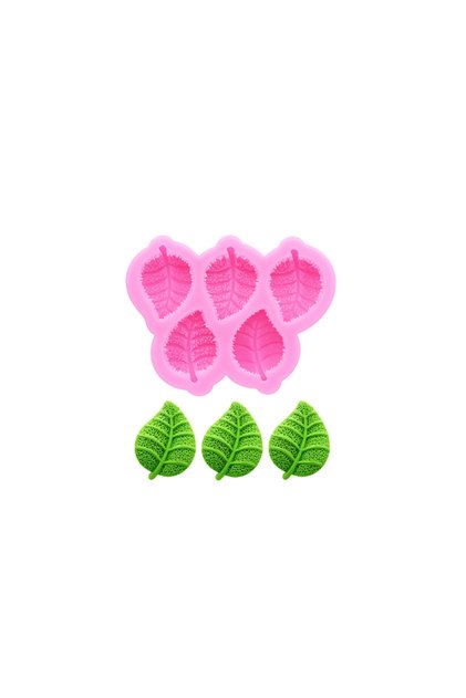 Pink DIY Tropical Rainforest Turtle Back Leaf Fondant Mold Cake Baking Mini Leaf Drops Glue Silicone