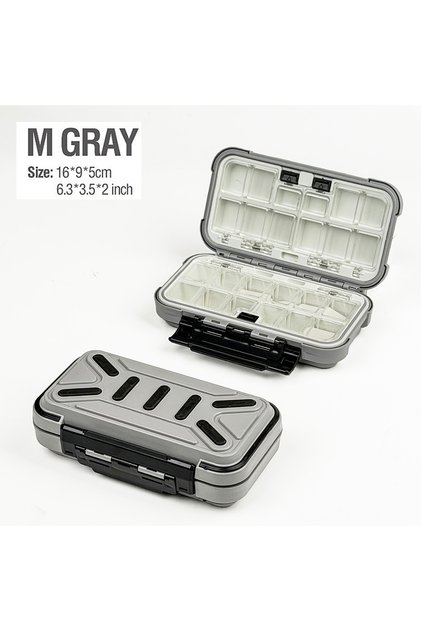 M-gray-B Waterproof Fishing Tackle Box Hooks Lures Accessories Box For Fishing Tool Storage Box Doub