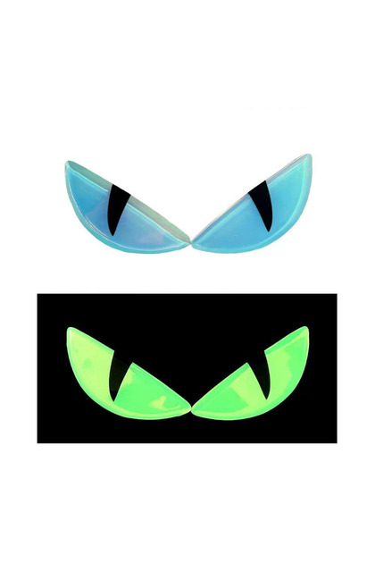 black 3D Reflective Devil's Eye Stickers for Cars and Motorcycles - Improve Night Visibility, Safety