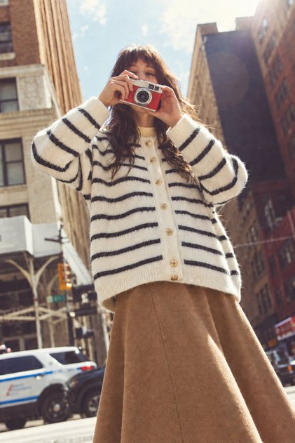 Bearded Striped Tricot Cardigan