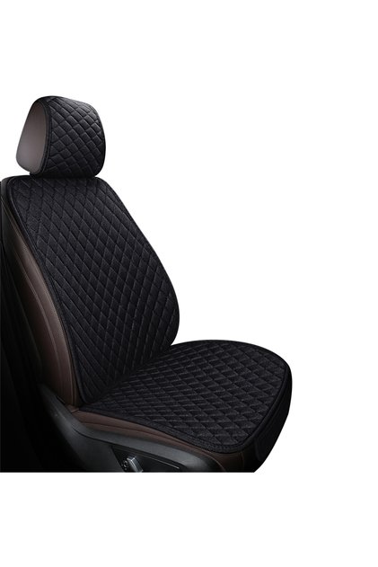 black Universal Flax Car Seat Cover Front Rear Cushion Comfortable Breathable Protector Mat Four Sea
