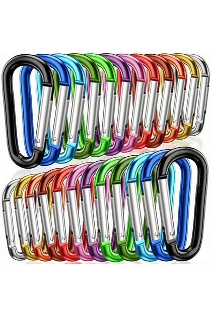 20PCS Style A-Random color 100Pcs New Aluminum Alloy Carabiner Outdoor Spring Snap Clip Water Bottle