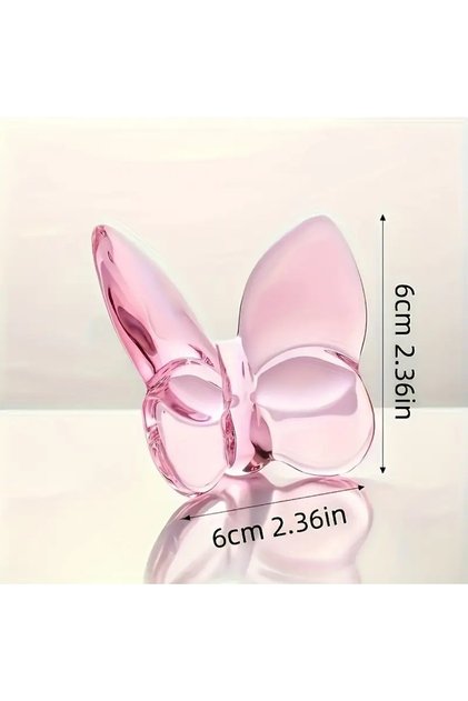 Pink 1pc, Elegant Crystal Glass Butterfly Desktop Decor, Home Office Desk Ornament, Bookcase, Living