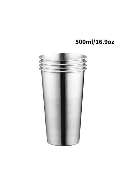 300-600ml 4pcs-500ml 4pcs 300ml/500ml/600ml Stainless Steel Cups Metal Pint Unbreakable Shatterproof