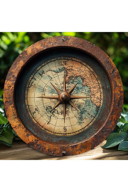 20cmX20cm 5 8in 2D Wooden Flat Disc Nautical Compass Sailor Career Wooden Deck Wooden Boat Decoratio