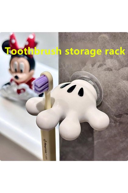 1pcs Mickey Herocross Mickey Cartoon Palm Suction Cup Bathroom Moisture-Proof Toothbrush Towel Rack