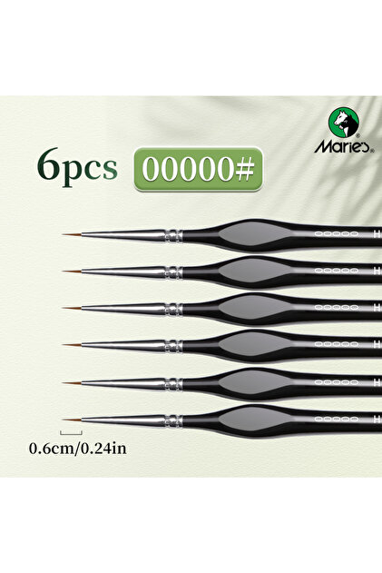 6pcs Marie's 00000 Fine Tip Paint Brush Set for Acrylic, Models, Mini Miniature Detail , Nylon Hair