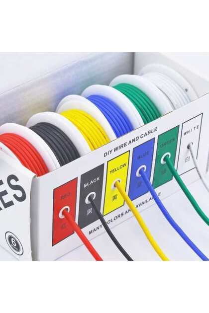 18AWG 6x5M 6 Colors Mix - Electrical Tinned Copper Wire PVC Wire 30/28/26/24/22/20/18/16AWG Stranded
