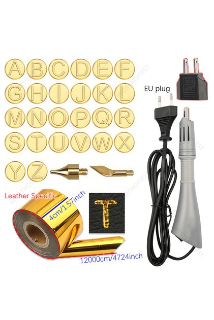 AZ Golden Heated Stamping Foil Pen Electric Hot Applicator Tool Kit Apply Foil to LeatherCraft Handm