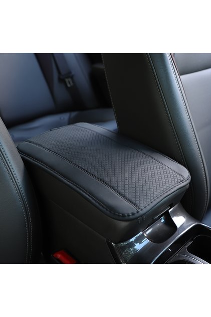 Black 1 PU Comfortable Embossed Waterproof Anti-fouling Car Armrest Cushion Central Control Cushion