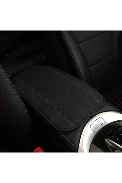 BK gray 1 PU Comfortable Embossed Waterproof Anti-fouling Car Armrest Cushion Central Control Cushio