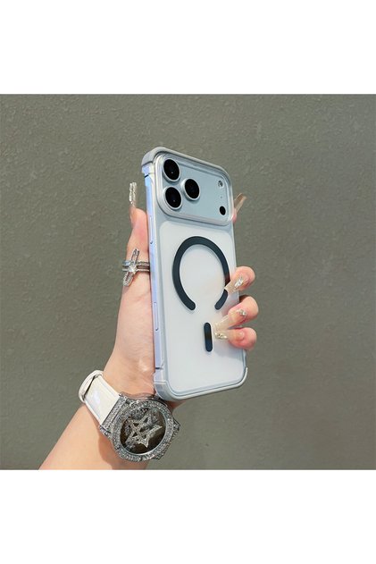 iPhone17 Pro Max Gray For Magsafe Frameless Magnetic Translucent Case For iPhone 17 16 15 14 13 12 P