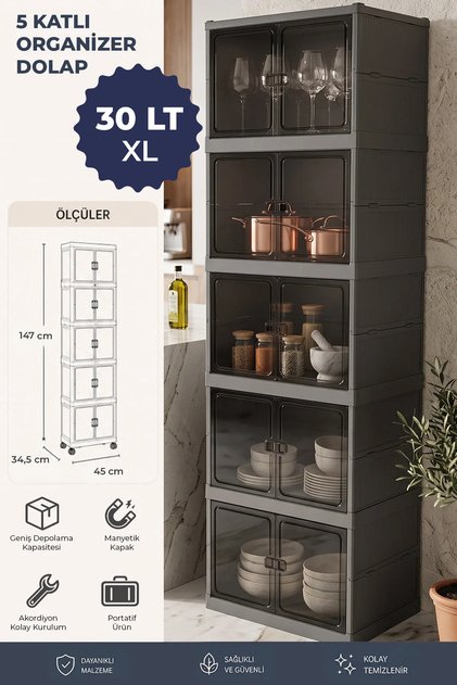 【chillingcampeeps】cc utility rack NESS HOME 5'li Katlanabilir Modüler Çok Amaçlı Organizer Dolap