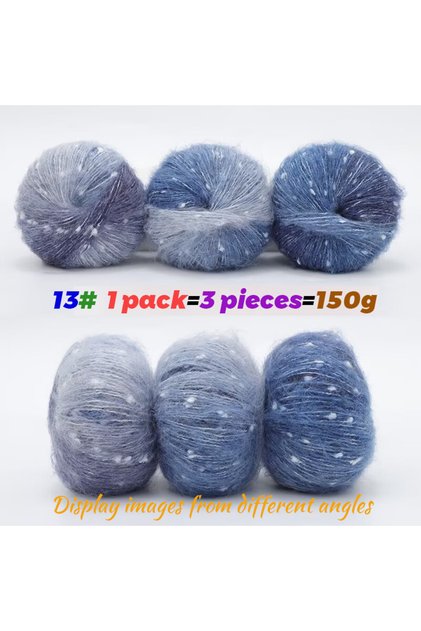 13 glaciers 150g Colorful Snow Dots, Colorful Gradient Long Section Dyed Mohair, Hand Woven Sweater,