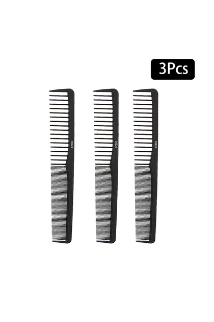 black-3pcs 1/3/6/12/24pcs Fine Cutting Wide Tooth Hair Barber Carbon Fiber Salon Hairdressing Comb H