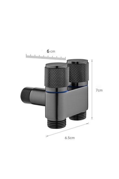 Black Zinc Alloy Angle Valve Wall Mount Toilet Washing Machine Tap One In Two Out Water Cleaning Fau