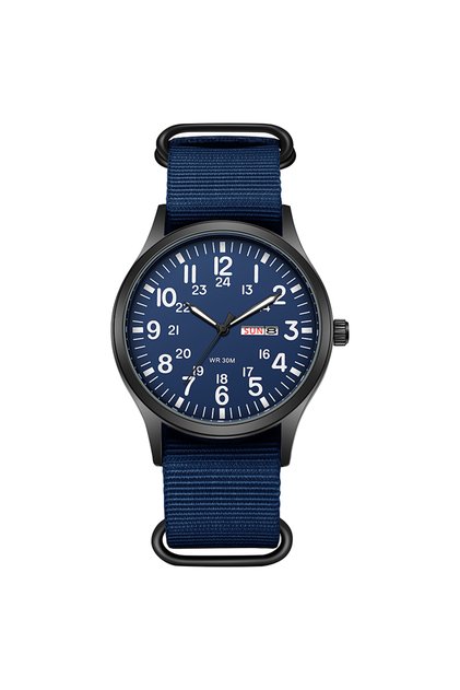 Dark Blue 2024 TPW Field Watch Easy Reading Fabric Strap 24 Hours Display Quartz Movement