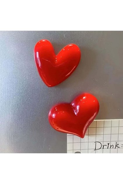 2pcs Modern Heart-Shaped Refrigerator Magnets Set - Cute Decorative Fridge Magnets Office Personaliz