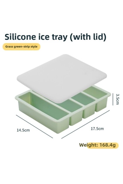 green 1pc 1pc Silicone Freezer Tray with Lid - Durable Kitchen Storage for Soup, Broth & Sauces - St