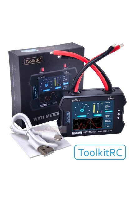 مجموعة أدوات WM150 RC WM150 150A 50V Watt Meter محلل الطاقة شاشة LCD جهد الطاقة جهاز اختبار التيار PW