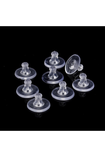 100pcs 100pcs/lot Earrings Rubber Earring Back Silicone Round Ear Plug Blocked Caps Earrings Back St