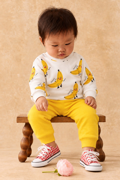 Baby & Kids Banana Patterned Printed Sweatshirt and Yellow Pants Two-Piece Set