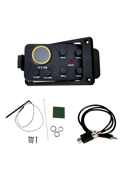 KLT-10B مُعادل صوت رباعي النطاقات مع مضخم صوت وموالف بشاشة دائرية للجيتار المتنقل مقاس 36 و 38