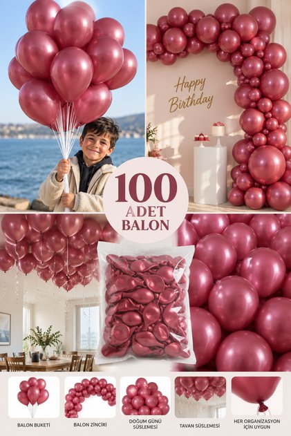 Burgundy Color Balloon 100 Pieces (Pack of 100)